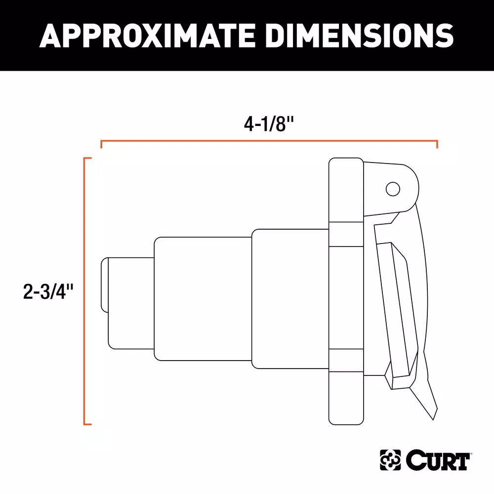 CURT 7-Way Round RV Blade Connector Socket, Vehicle Side