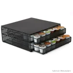 Mind Reader 72-Capacity Double K-Cup Storage Drawer, Black Metal Mesh Coffee Pod Organizer thumbnail 4