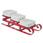 Godinger Metal Santa Sleigh and 3-Piece Relish Bowl Set - White thumbnail 1