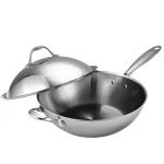 Cooks Standard 13 in. Multi-Ply Clad Stainless Steel Wok with Dome Lid thumbnail 1