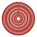 VHC Brands 50 in. Cunningham Cherry Red and Natural Jute Christmas Tree Skirt thumbnail 1