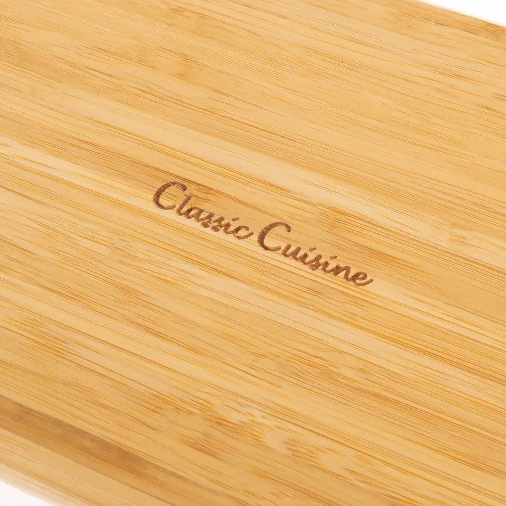 Classic Cuisine Oval Bamboo Serving Tray - Natural Wood Finish