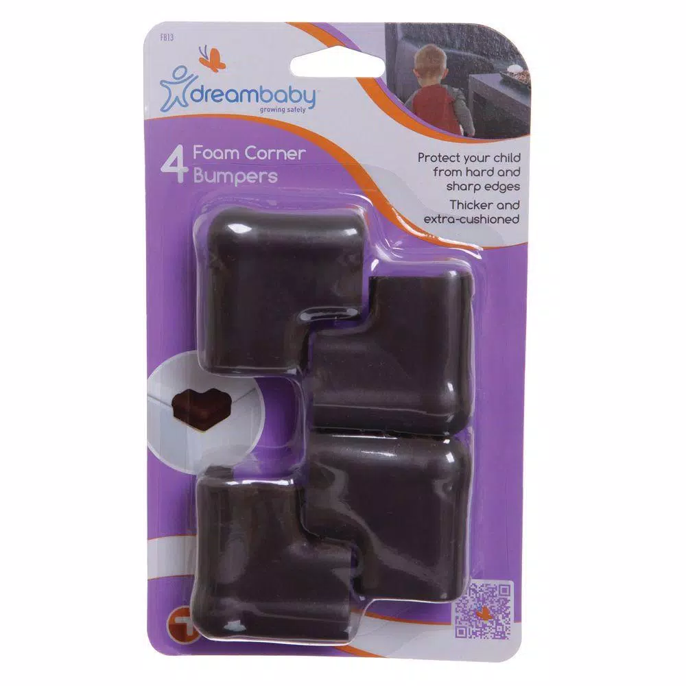 Dreambaby Foam Corner Cushions, Brown, 4-Pack