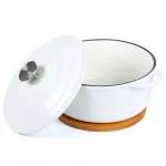 Creative Home 7.5 in. Round Tempered Glass Trivet Serving Board with Solid Wood Trim, Fruit Pattern thumbnail 3