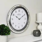 FirsTime & Co. Sophia Mosaic Wall Clock - Silver & Sandstone Shell Decor thumbnail 4