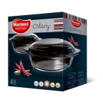 Marinex 4-Piece Borosilicate Glass Round Casserole Set with Lids thumbnail 3