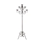 LITTON LANE 61 in. Brown Iron Scroll Design 7-Light Candelabra Floor Stand thumbnail 2