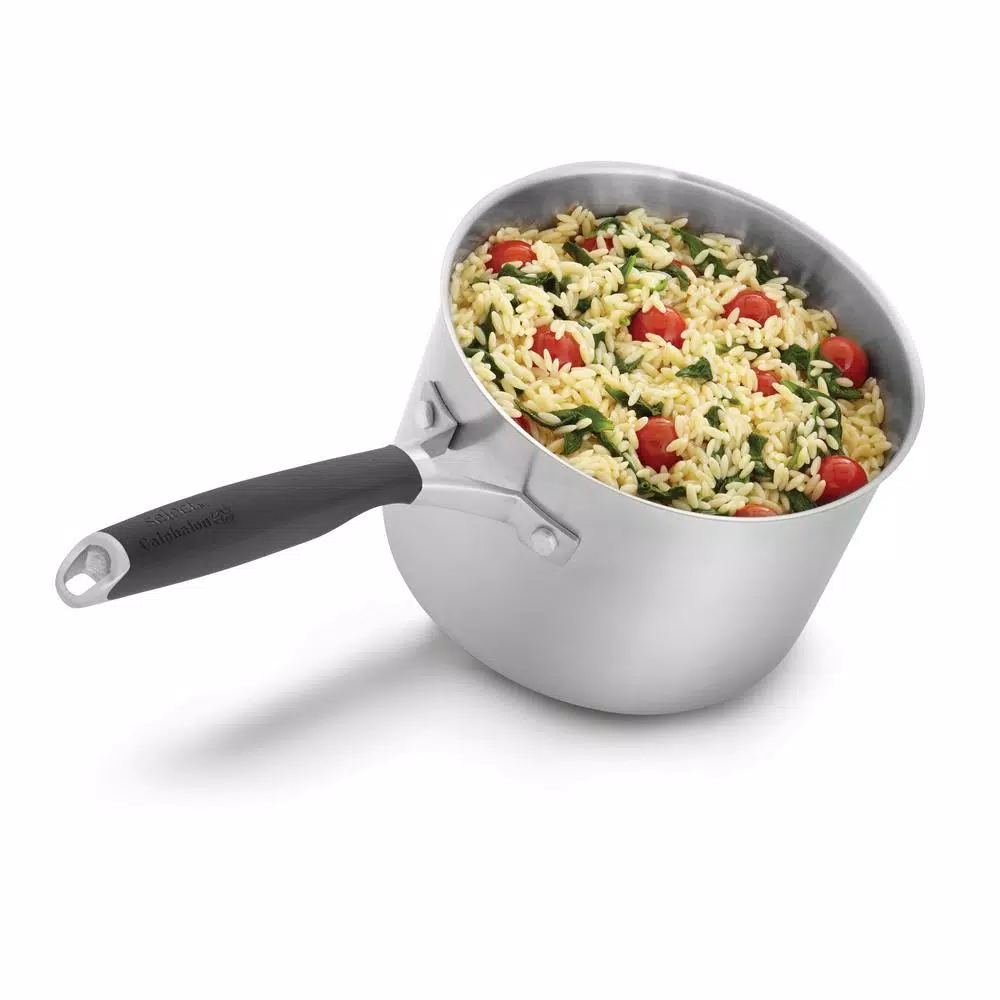 Calphalon Select by Calphalon 3.5 Qt. Stainless Steel Saucepan with Tempered Glass Lid
