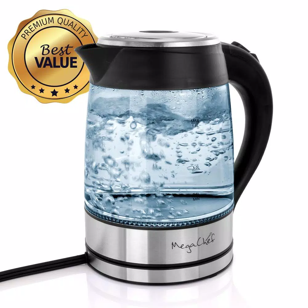 MegaChef Mega Chef 1.8L Glass and Stainless Steel Electric Tea Kettle