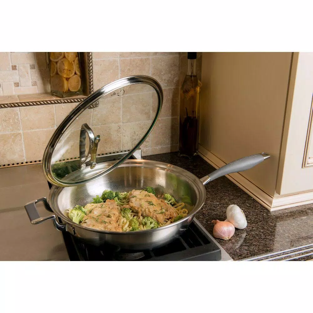 CookCraft by Candace 4-Piece Tri-Ply Stainless Steel Cookware Set with Patented Latch Lids