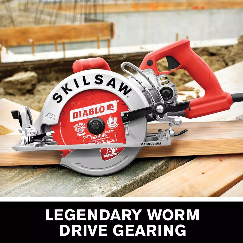 SKILSAW 7-1/4 in. 15 Amp Magnesium Worm Drive Corded Circular Saw with Diablo Carbide Blade