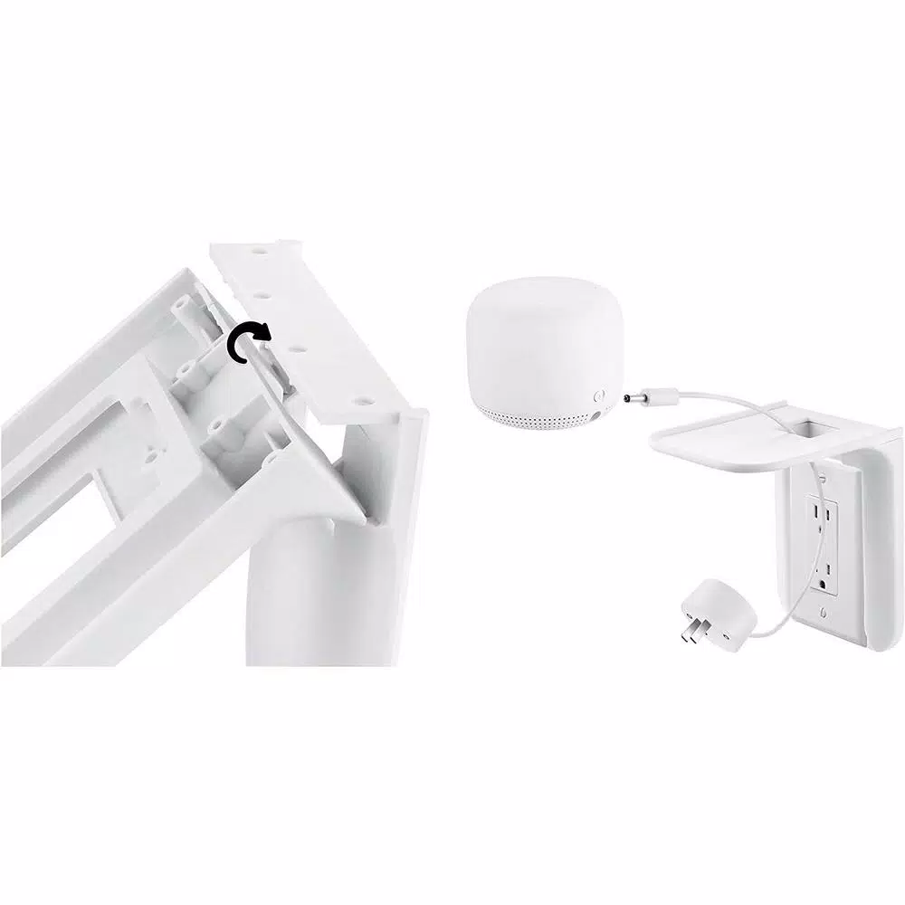 Wasserstein AC Outlet Mount for Google Nest WiFi, Nest Mini, and Nest Hub - Wall Outlet Shelf (2-Pack)