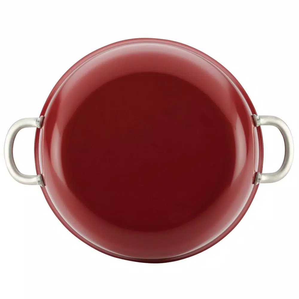Ayesha Curry Ayesha Home Collection 7.5 Qt. Aluminum Nonstick Stock Pot with Glass Lid, Sienna Red