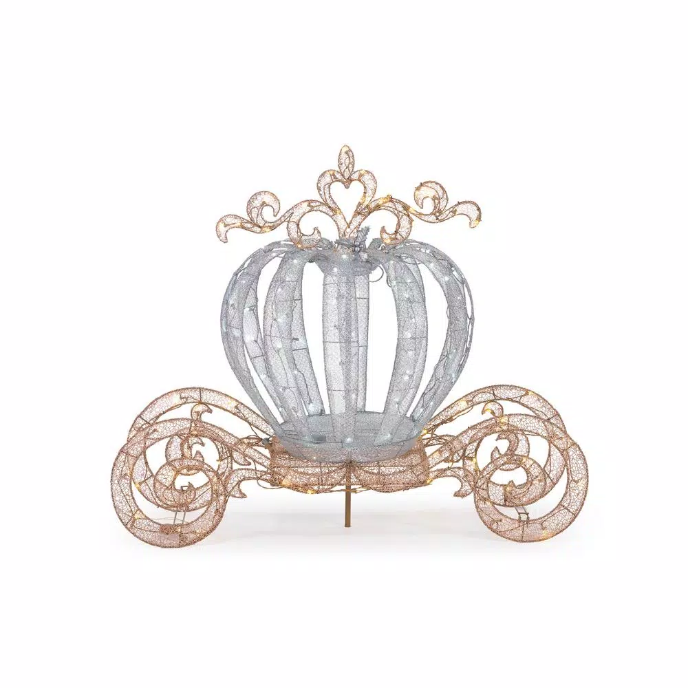 Home Accents Holiday 4 ft. LED Twinkling Carriage Yard Decoration - Silver Holiday Display