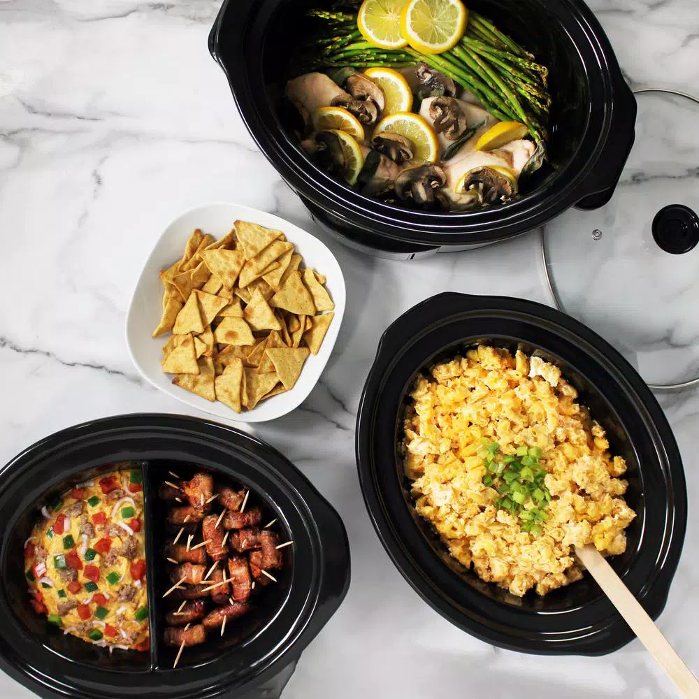 NESCO Pick-a-Pot 6 Qt. Stainless Steel Digital Slow Cooker with 3 Removable Ceramic Pots