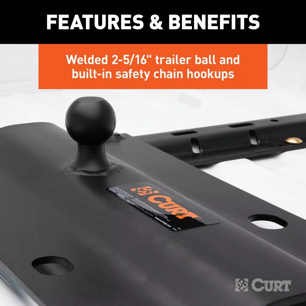 CURT Bent Plate 5th Wheel Rail Gooseneck Hitch with 2-5/16" Offset Ball