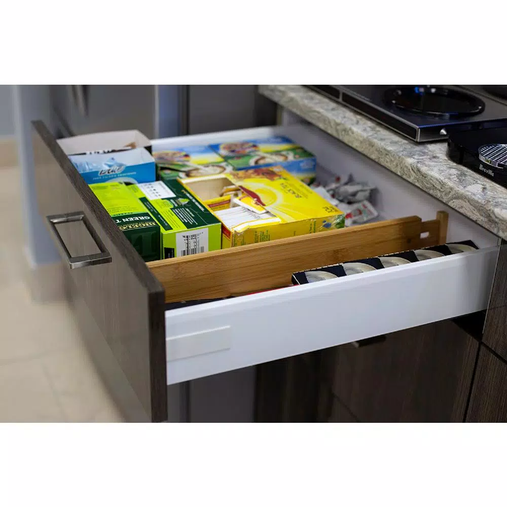 Unbranded Natural Bamboo Drawer Organizer - Expandable Spring-Loaded Divider for Kitchen, Office, and Home