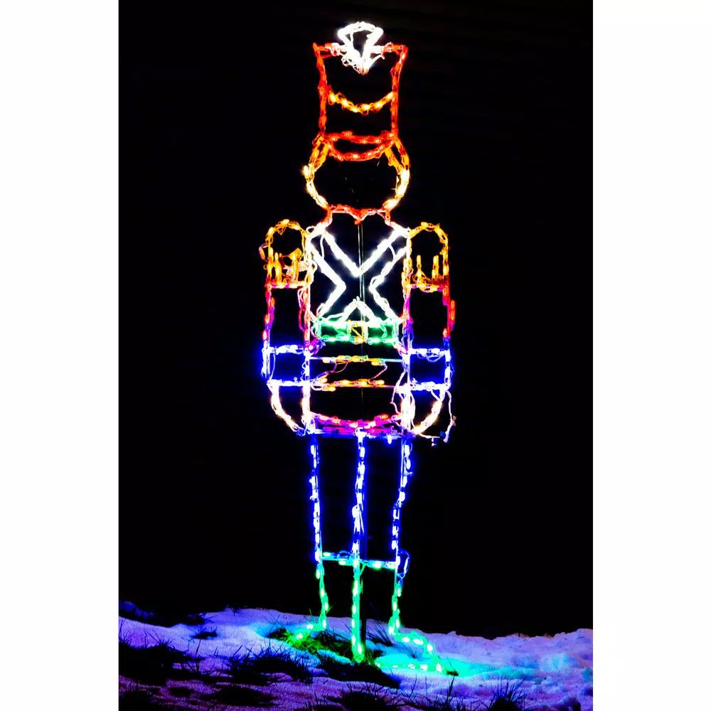 Fraser Hill Farm 6 ft. Multi-Color LED Toy Soldier Christmas Light Decoration