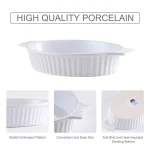 MALACASA 4-Piece White Oval Porcelain Bakeware Set, Ceramic Baking Dish Set for Oven and Microwave thumbnail 5