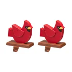 Glitzhome Red Cardinal Wooden and Metal Stocking Holder (2-Pack) thumbnail 2