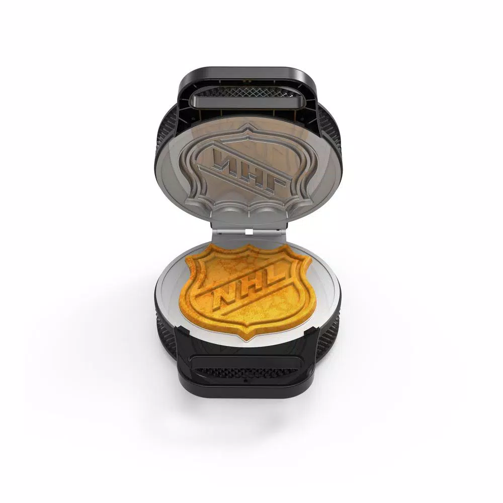 Pangea Brands NHL Hockey Puck Waffle Maker, Black Electric Grille