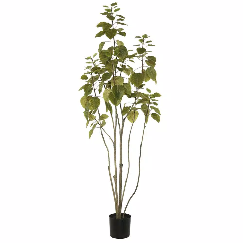 Vickerman 4 ft. Artificial Cotinus Coggygria Tree in Black Planter Pot