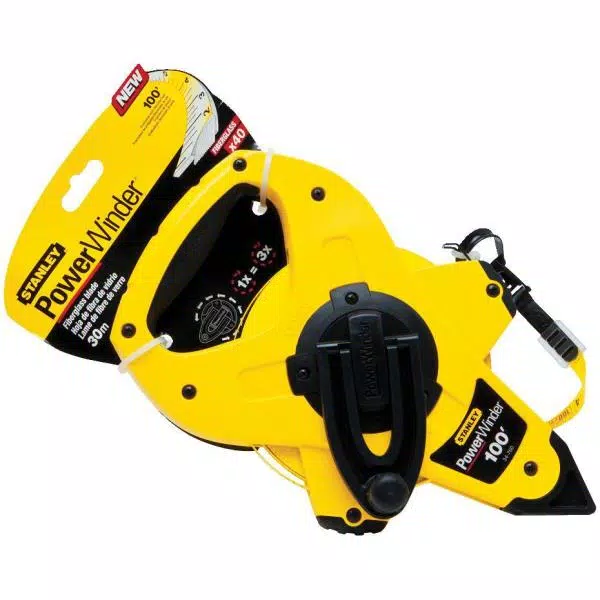 Stanley PowerWinder 100 ft. Tape Measure with 3:1 Gear Ratio and Dual-Sided Blade