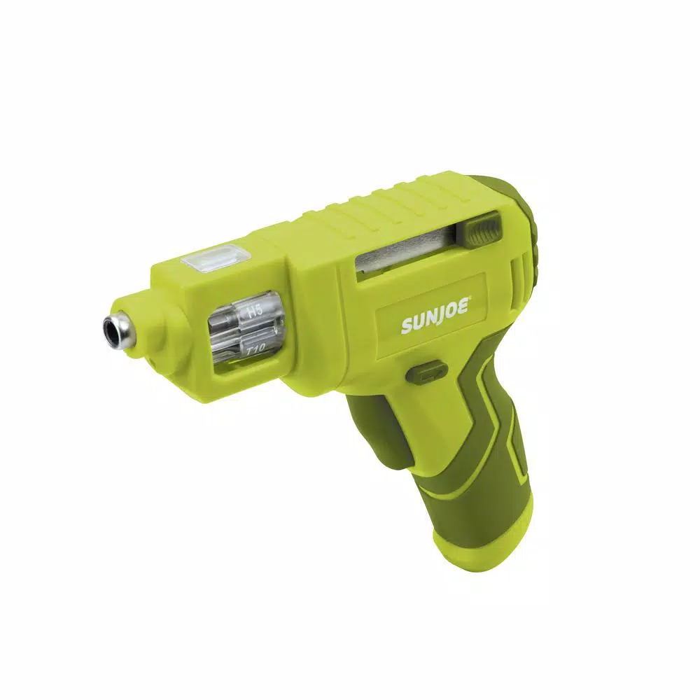 Sun Joe 4V Max Lithium-Ion Cordless Rechargeable Power Screwdriver with Quick Change Bit System