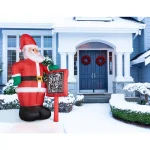 Fraser Hill Farm 10 ft. Santa Claus with Sign Christmas Inflatable with White Lights thumbnail 10