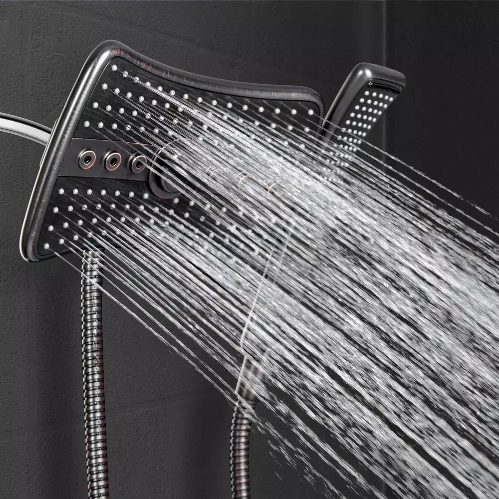 AKDY 9 in. Dual Shower Head and Handheld Wand Combo, 4 Spray Modes, Antique Bronze