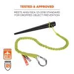 Ergodyne Squids 3100 Shock-Absorbing Tool Lanyard, Single Carabiner, Lime thumbnail 3