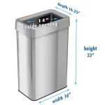 iTouchless 21 Gal. Stainless Steel Slim Rectangular Open Top Commercial Trash Can with Dual Deodorizer thumbnail 6