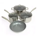Chantal Induction 21 Steel 7-Piece Ceramic Nonstick Stainless Steel Cookware Set, Brushed Stainless Steel thumbnail 4
