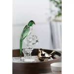 A & B Home Parrot Elegance Emerald Green Glass Parrot Sculpture with Cut Glass Base thumbnail 1