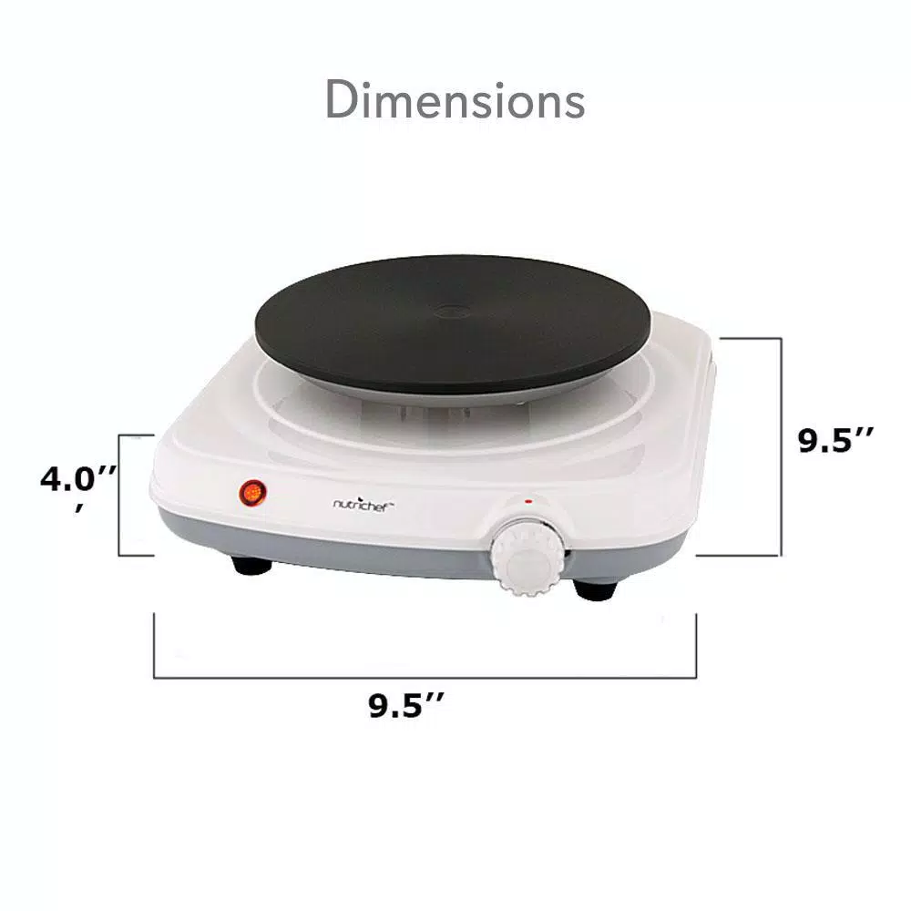 NutriChef White Electric Countertop Hot Plate Buffet Burner with Adjustable Temperature Control
