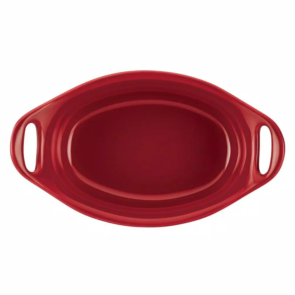 Rachael Ray 2-Piece Red Ceramic Oval Au Gratin Set, 12 oz.