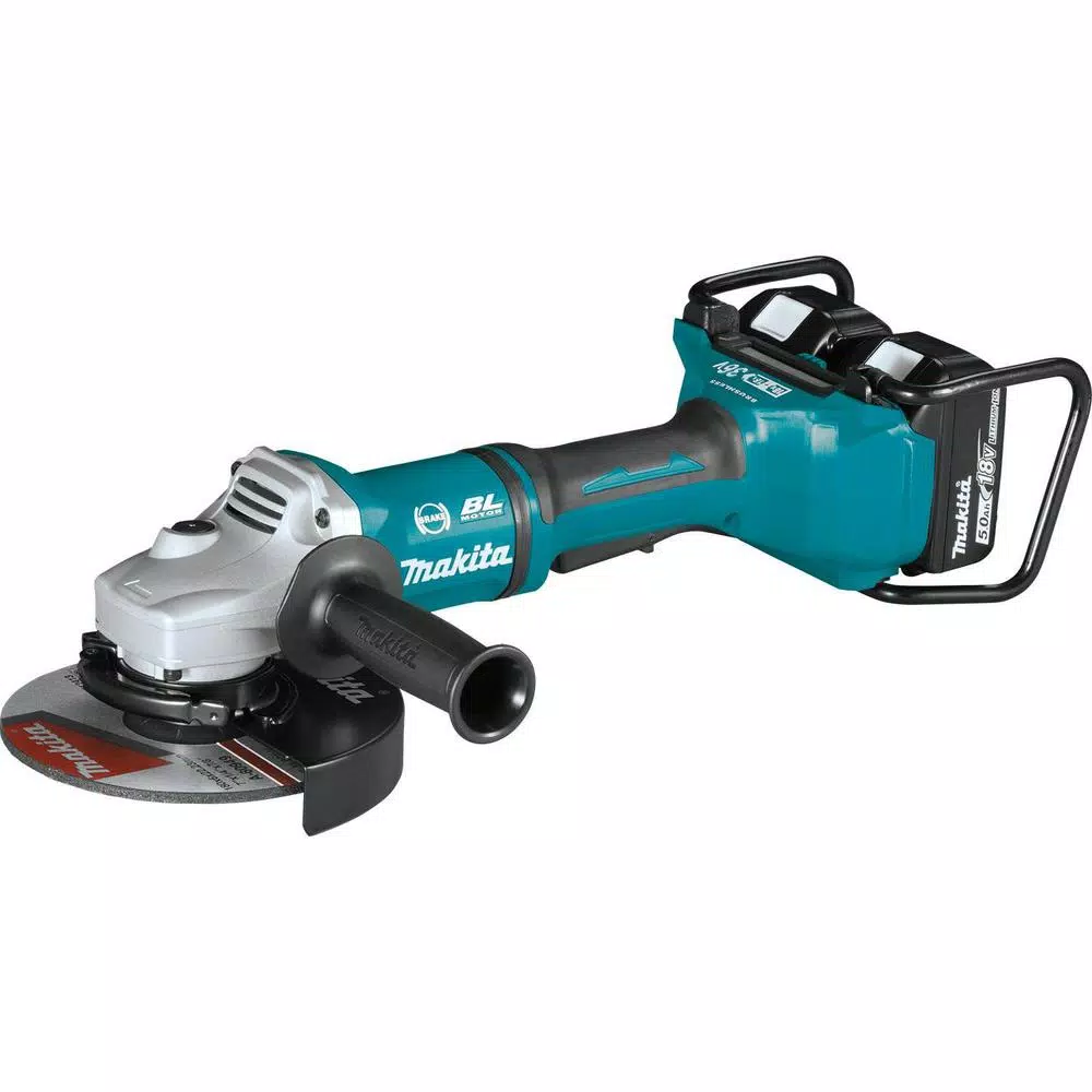 Makita 18V X2 LXT (36V) 7 in. Brushless Paddle Switch Angle Grinder Kit with 5.0 Ah Batteries & 10pk Grinding Wheels