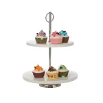 Mind Reader White 2-Tier Marble Pastry Stand, Elegant Cupcake Display Holder & Tiered Dessert Serving Tray thumbnail 1