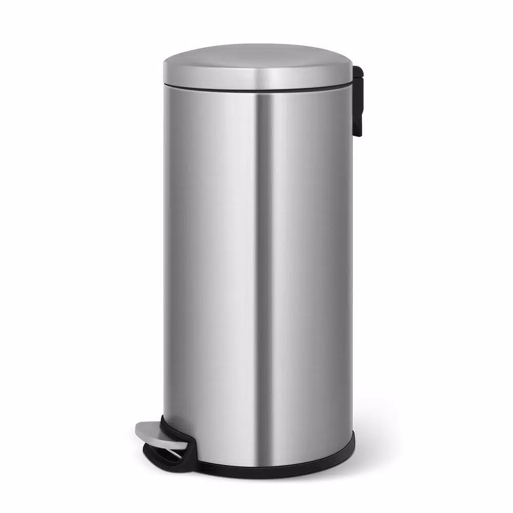 Innovaze Stainless Steel Round Step-on Trash Can Set, 8 Gal/30L and 1.3 Gal/5L, Fingerprint Resistant