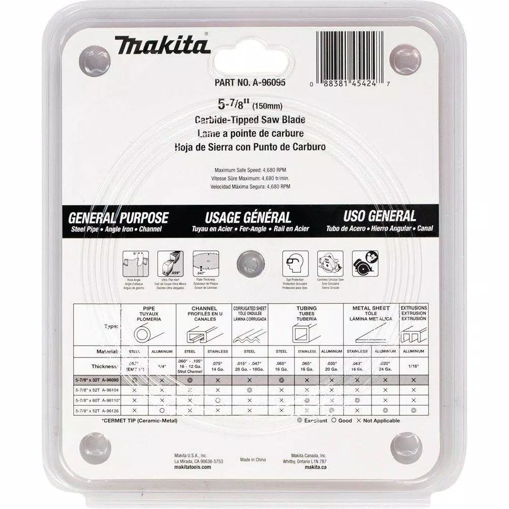 Makita 5-7/8 in. 32-Teeth Carbide-Tipped Metal Cutting Saw Blade