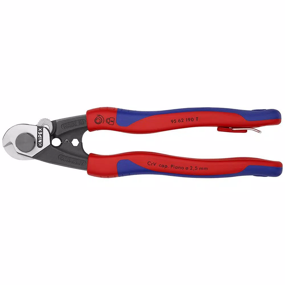 KNIPEX 7-1/2 in. Wire Rope Cutters with Dual-Comfort Grip and Tether Attachment