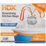 HDX 13 Gallon Scented Kitchen Trash Bags with Drawstring, Odor Control, White (140-Count) thumbnail 3