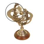 LITTON LANE Nautical Brass Armillary Sphere with Cherry Wood Finish Stand thumbnail 3