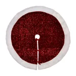 Glitzhome 48 in. Red Sequin Christmas Tree Skirt with White Faux Fur Cuff and Velvet Ropes thumbnail 1