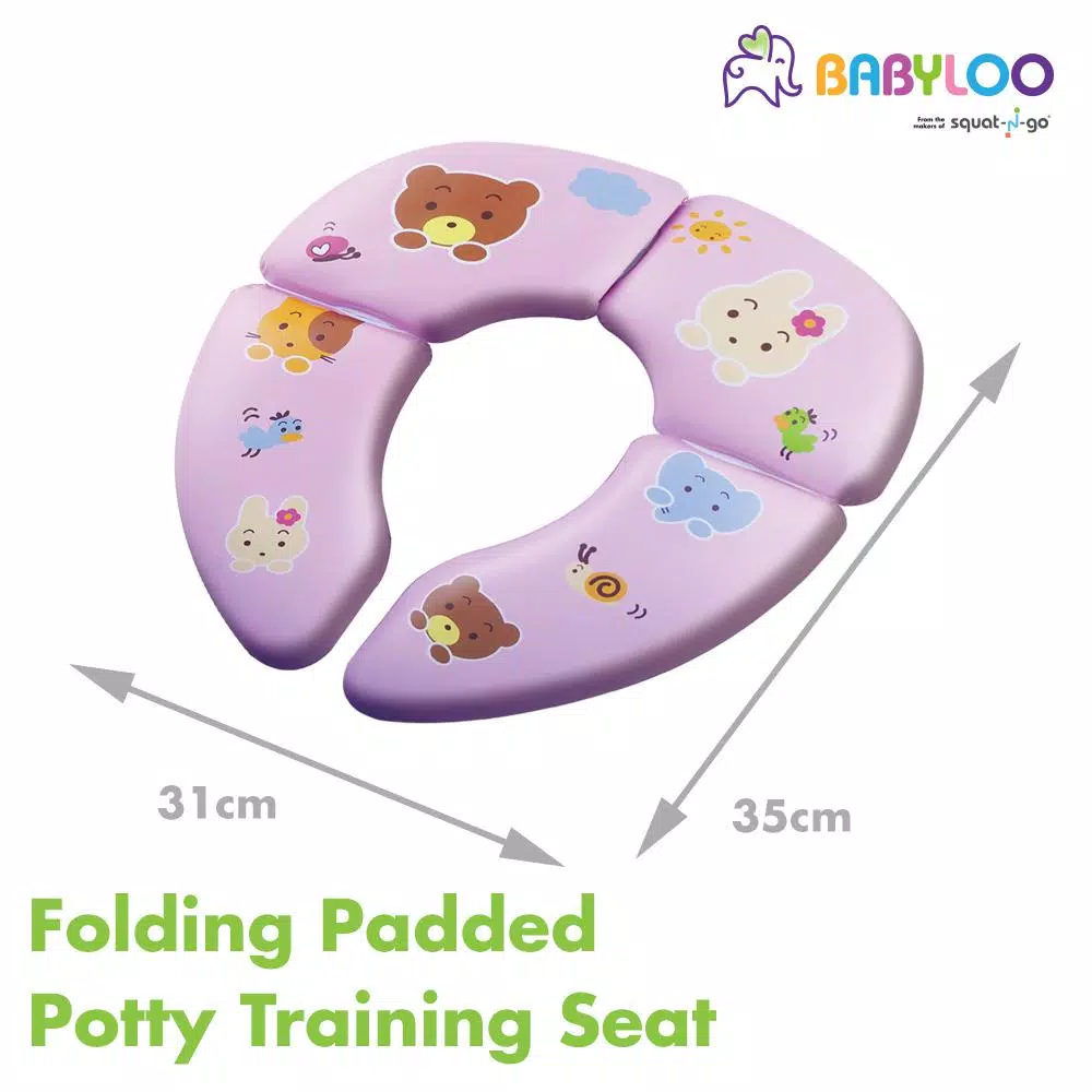 Babyloo Pink Animal Pattern Folding Cushioned Toilet Seat with Travel Bag