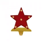 Glitzhome 8.48 in. Marquee LED Star Christmas Stocking Holder - Red Steel Decor thumbnail 1