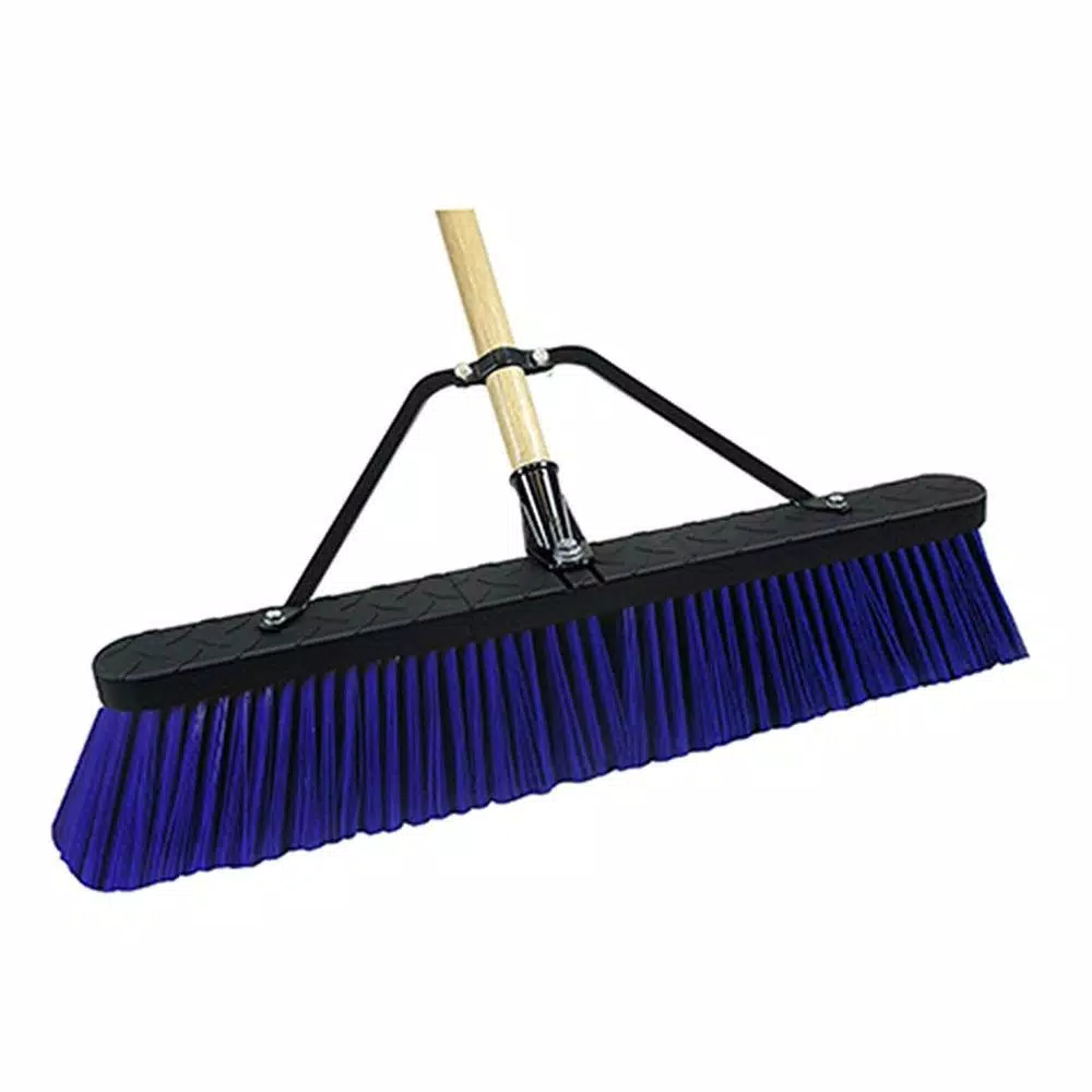 Quickie Job Site 24 in. Super Stiff Poly Push Broom with 60 in. Wood Handle (2-Pack)