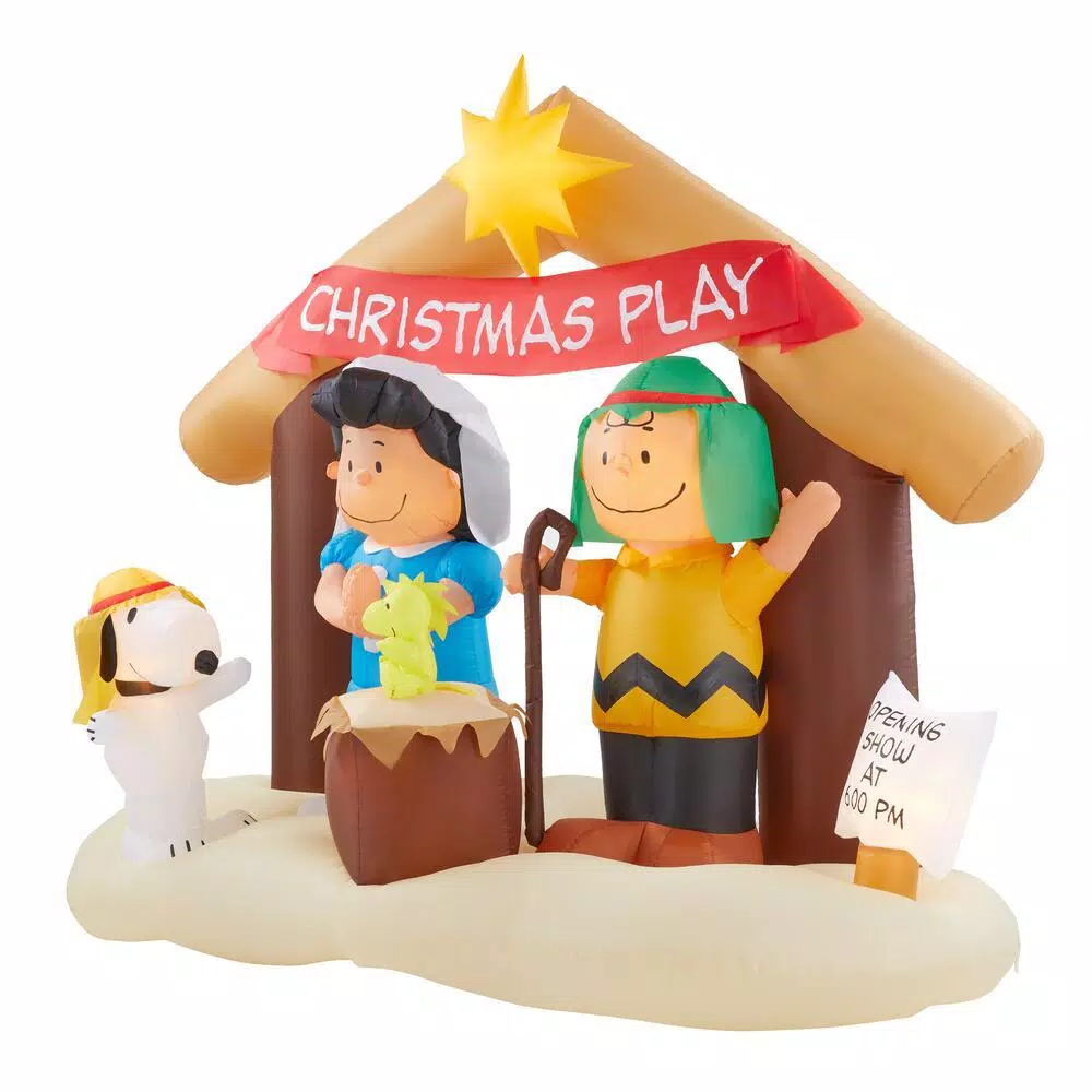 Peanuts 6 ft. Peanuts Nativity Scene Inflatable Christmas Yard Decoration with LED Lights