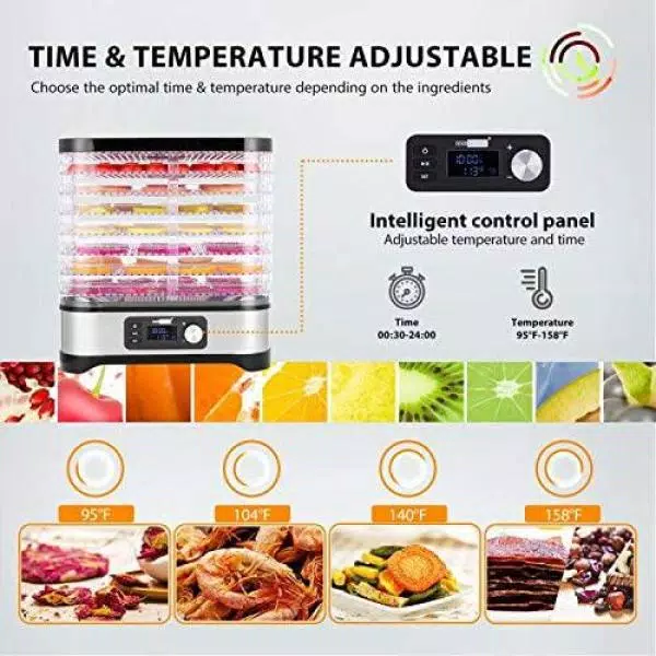 VIVOHOME 8-Tray Stainless Steel Food Dehydrator with Digital Timer and Temperature Control
