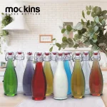 Mockins 17 oz. Glass Bottles with Swing Top Stoppers, Funnel, Brush, and Gold Marker (Set of 12) thumbnail 8